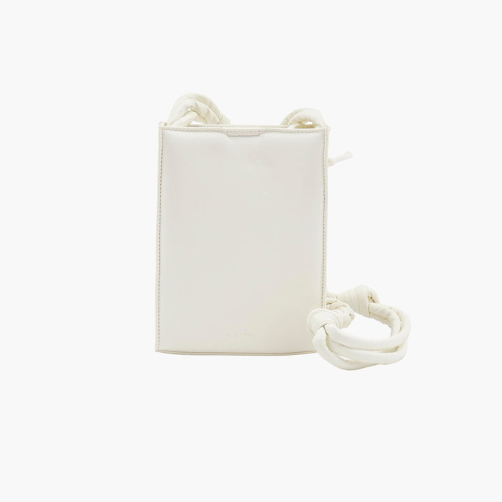 JIL SANDER Borsa bianca minimalista con tracolla intrecciata