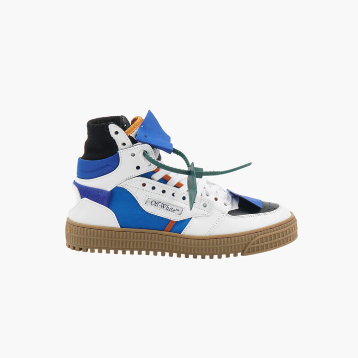 OFF-WHITE High-Top Sneakers in Blue-Multi with Signature Branding