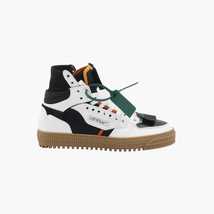 OFF-WHITE High-Top Sneakers in Black-Multi with Green Zip-Tie Tag