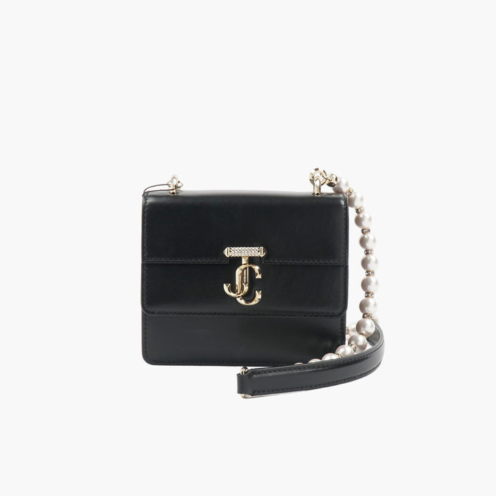 JIMMY CHOO Varenne Shoulder Bag with Pearl-Detail Chain Strap