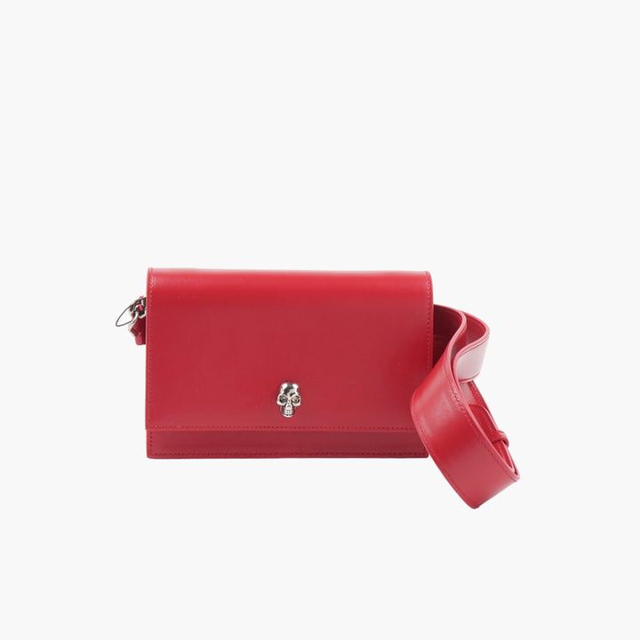 ALEXANDER MCQUEEN Borsa in pelle rossa con motivo teschio - Made in Italy