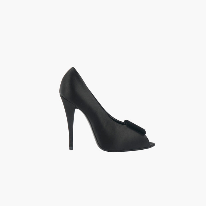 SAINT LAURENT Nero Open-Toe High Heel Pumps - Made in Italy