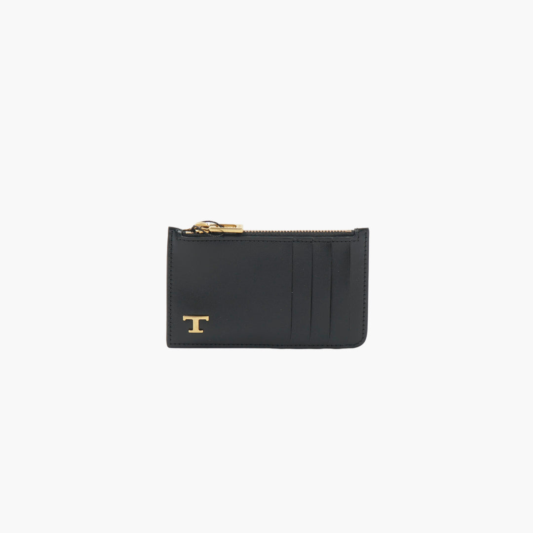 TOD'S Premium Leather Cardholder with Zip Compartment - Nero