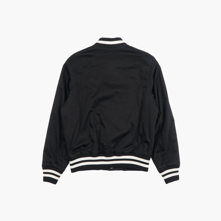 Giacca Varsity MAISON KITSUNE in nero con dettagli di toppa di volpe