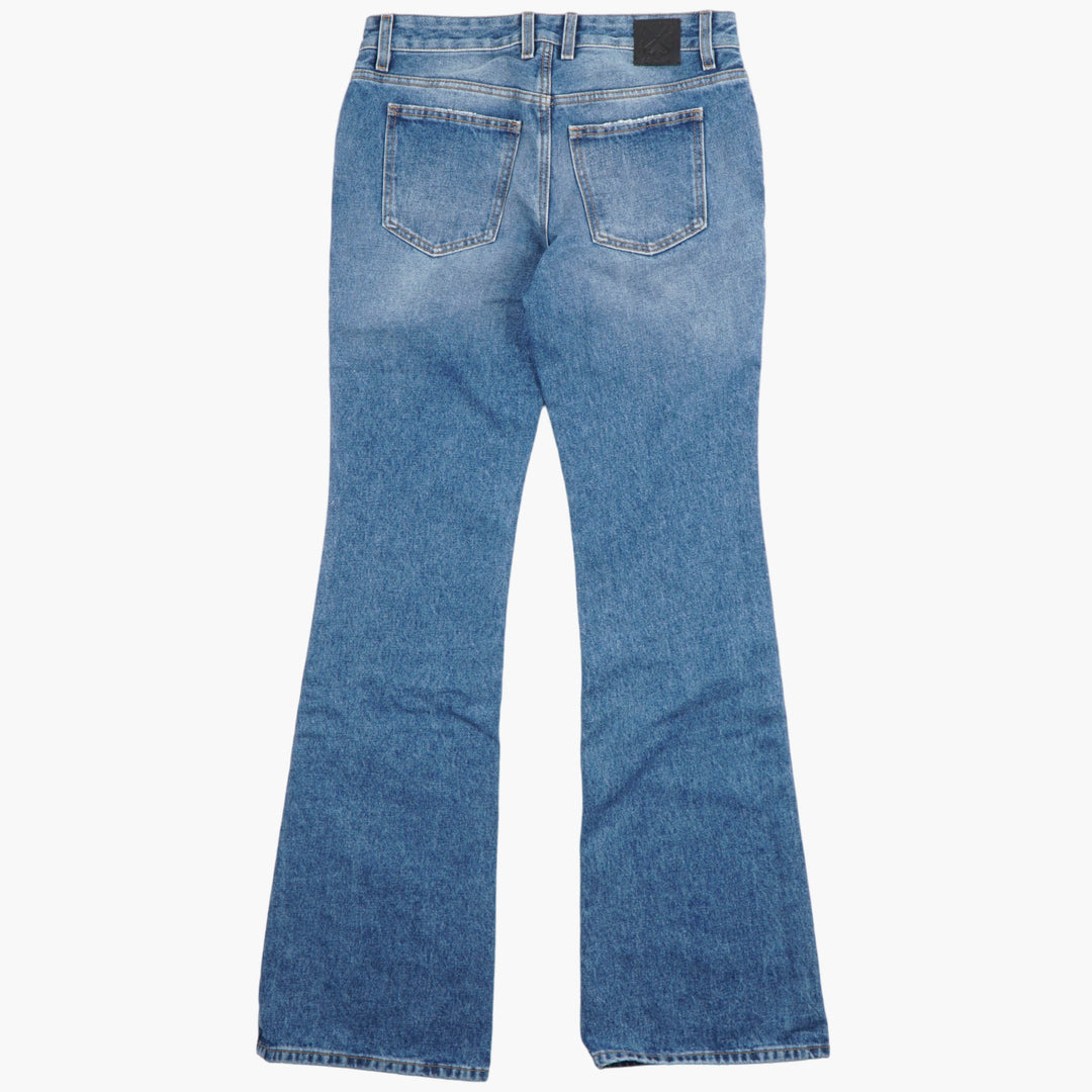 OFF-WHITE Women's Flared Denim Jeans in Faded Blue Wash