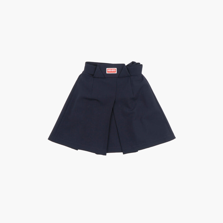 KENZO Elegant Blue Pleated Skirt with Adjustable Waist Tie