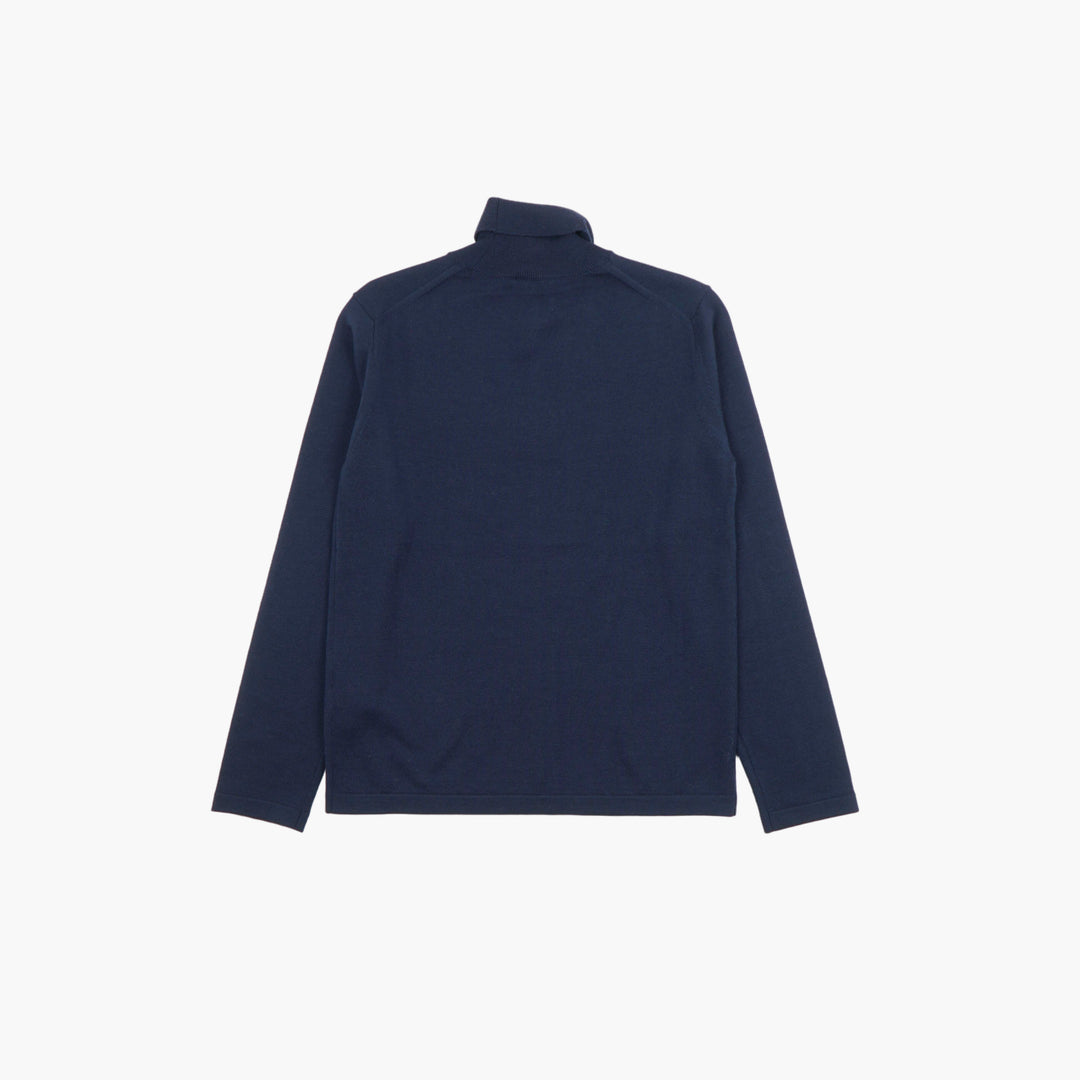 KENZO Turtleneck Sweater with Logo, Navy-Multi