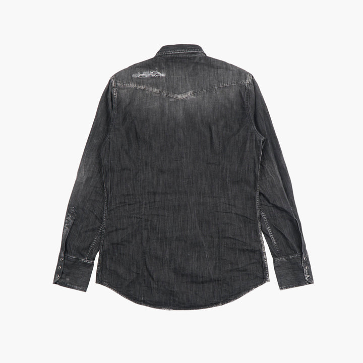 DSQUARED2 Distressed Denim Shirt - Nero Color, High-Quality Craftsmanship