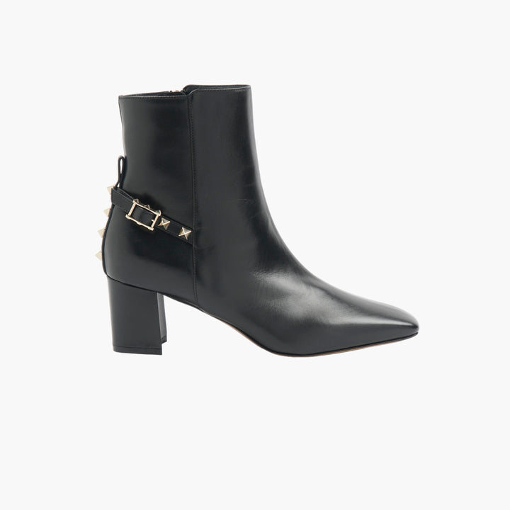 VALENTINO Black-Gold Ankle Boots with Studs - Made in Italy