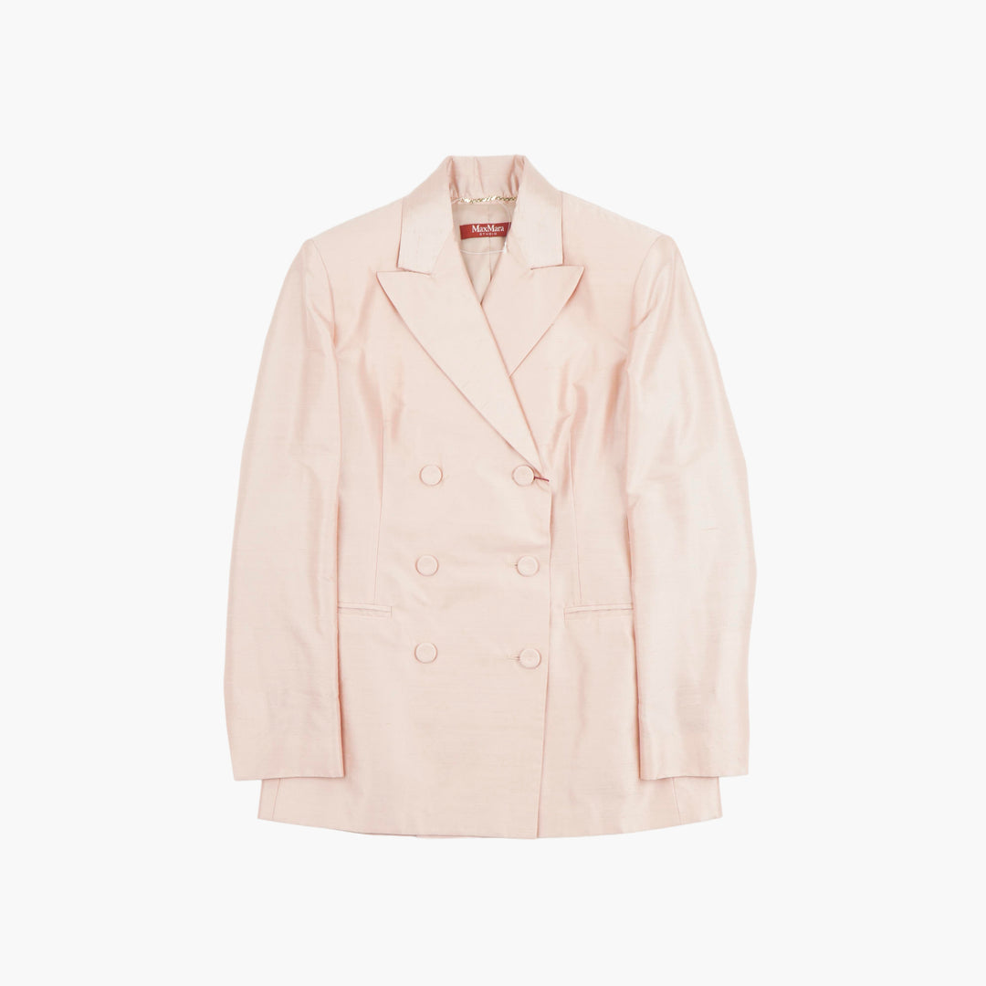 Max Mara Women's Double-Breasted Blazer in Soft Pastel Pink