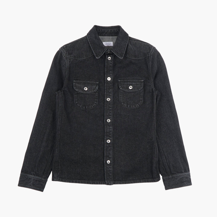 OFF-WHITE Nero Denim Jacket - Classic Button-Up with Dual Chest Pockets