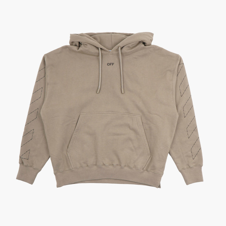 Off-White Beige-Black Iconic Arrow Detail Hoodie