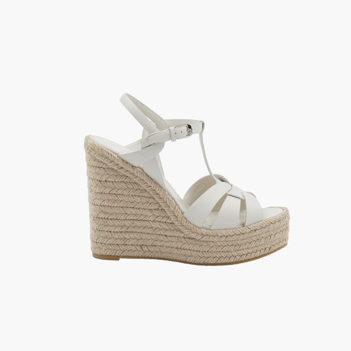 SAINT LAURENT Espadrillas Zeppa Donna in Pelle Bianca Made in Italy