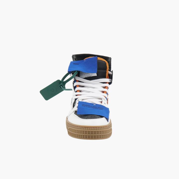 OFF-WHITE High-Top Sneakers in Blue-Multi with Signature Branding