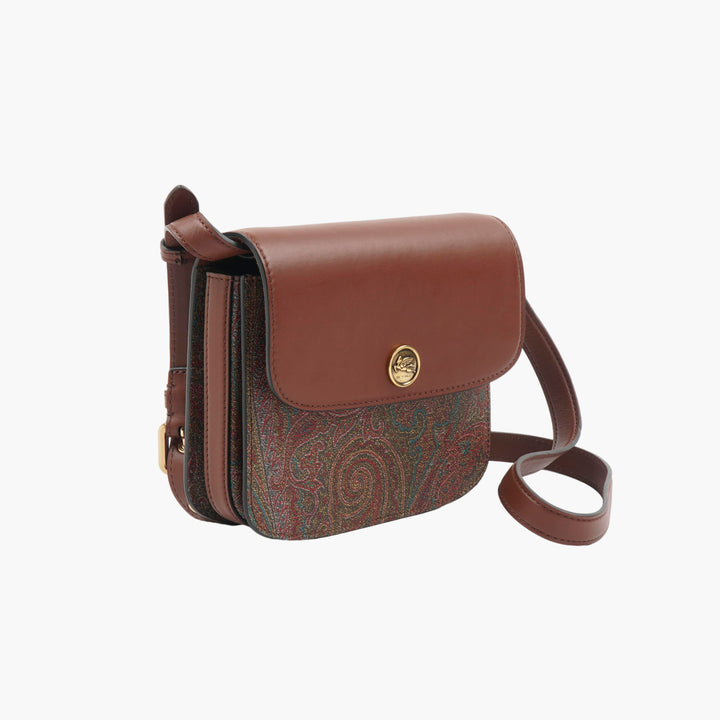 ETRO Paisley Pattern Shoulder Bag with Leather Accents - Brown-Multi