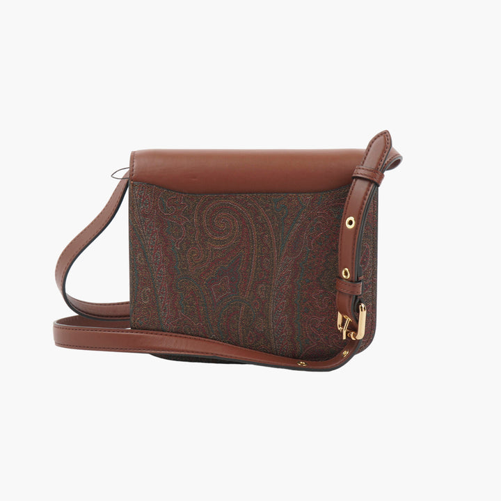 ETRO Paisley Pattern Shoulder Bag with Leather Accents - Brown-Multi