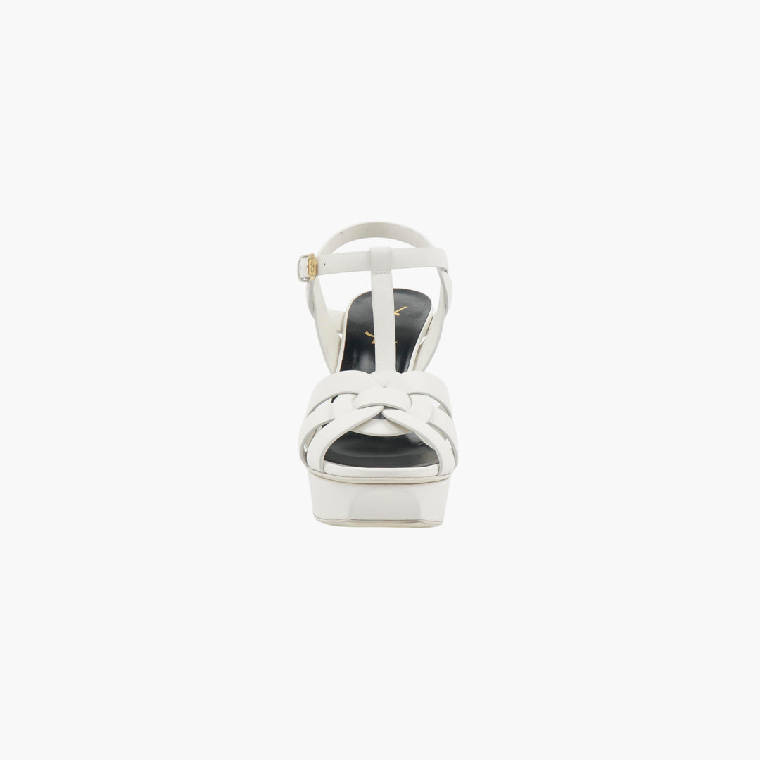 SAINT LAURENT Women's White Leather High-Heeled Sandals