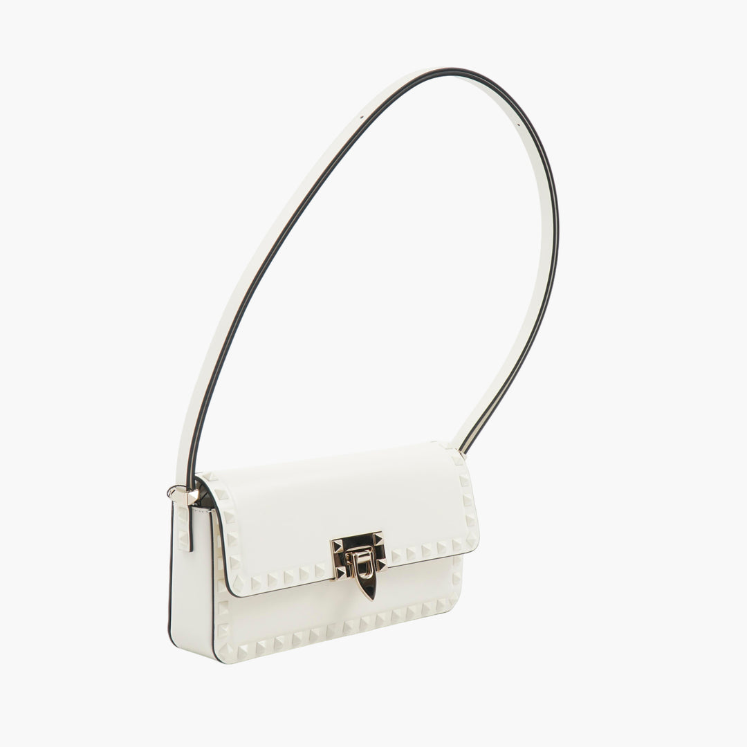 Valentino Rockstud Bag in White with Black Strap - Luxury Italian Design