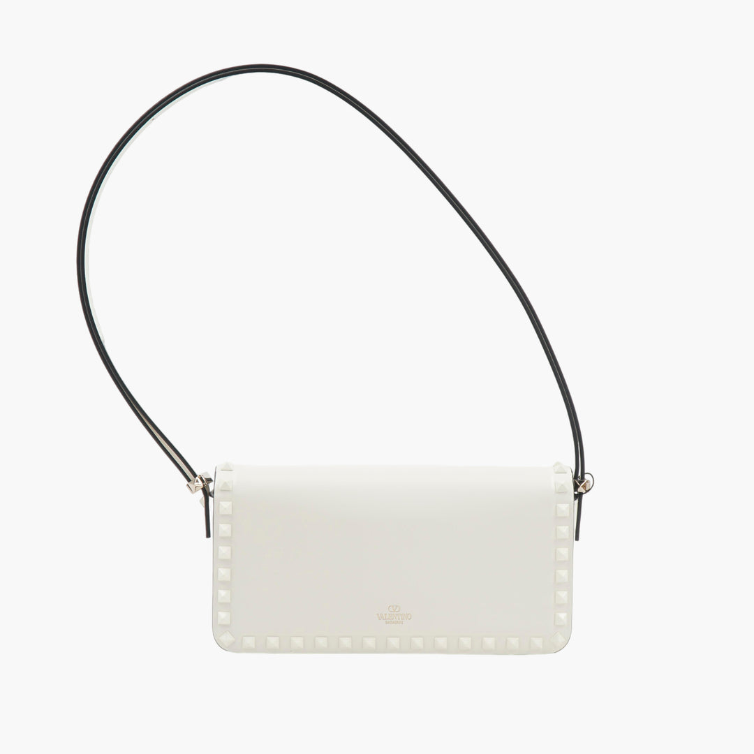 Valentino Rockstud Bag in White with Black Strap - Luxury Italian Design