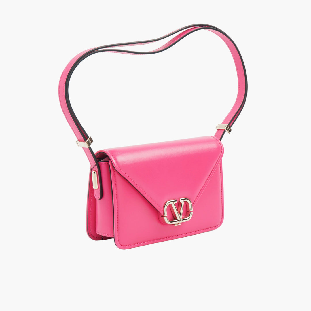 VALENTINO Fuxia Silver Bag with Iconic V-Logo - Made in Italy