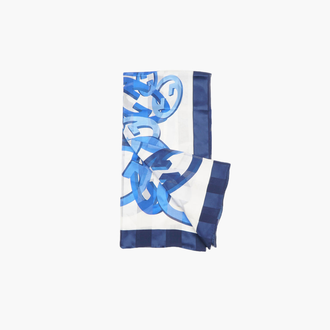 GUCCI Blue-White Elegant Luxurious Scarf Made in Italy