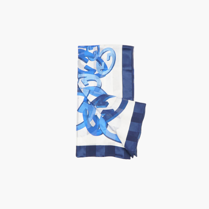 GUCCI Blue-White Elegant Luxurious Scarf Made in Italy