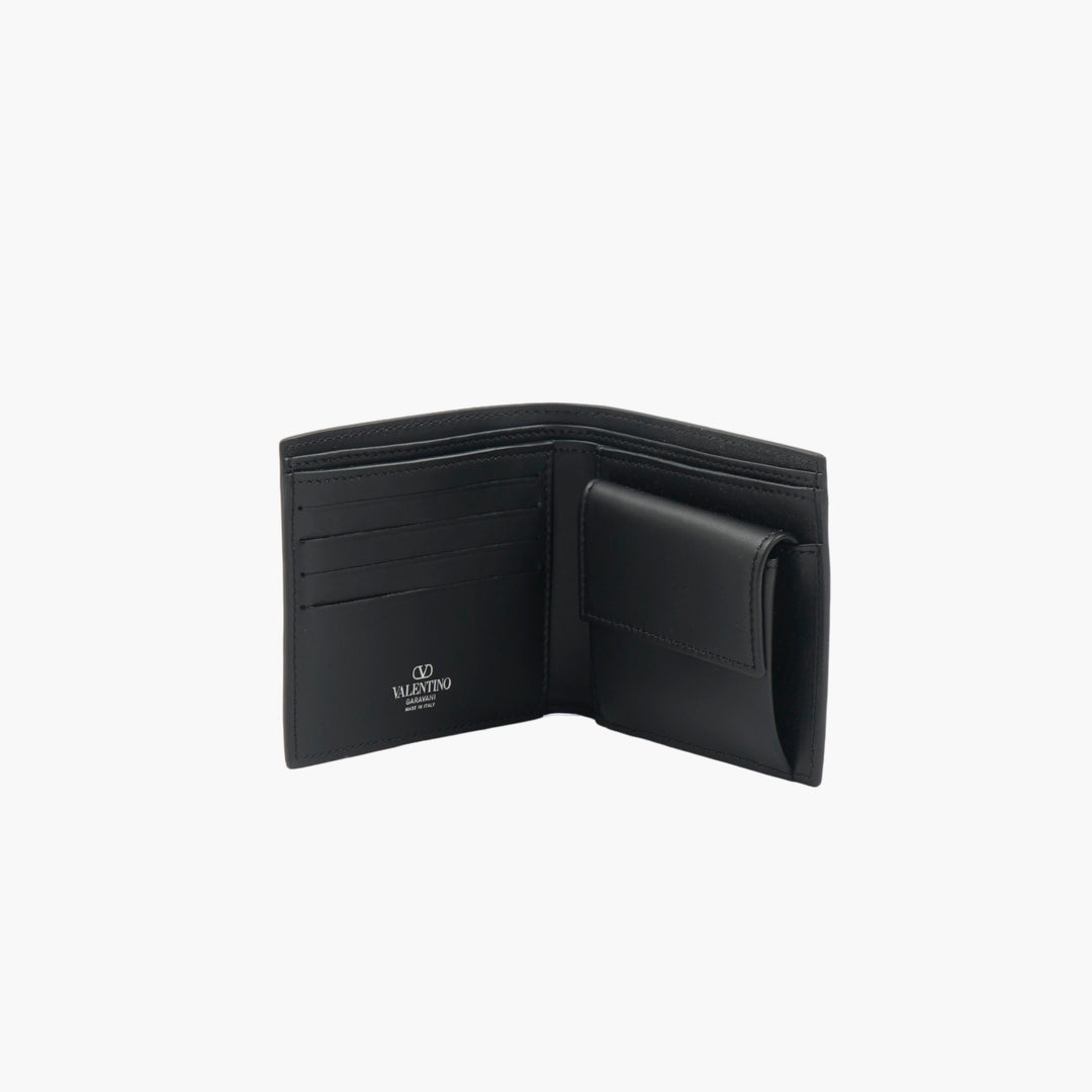 VALENTINO VLTN Wallet in Nero Black Leather - Luxury Italian Craftsmanship