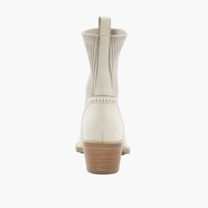 Chloè Ankle Boots, White-Beige, Modern Design with Sleek Leather and Ribbed Upper