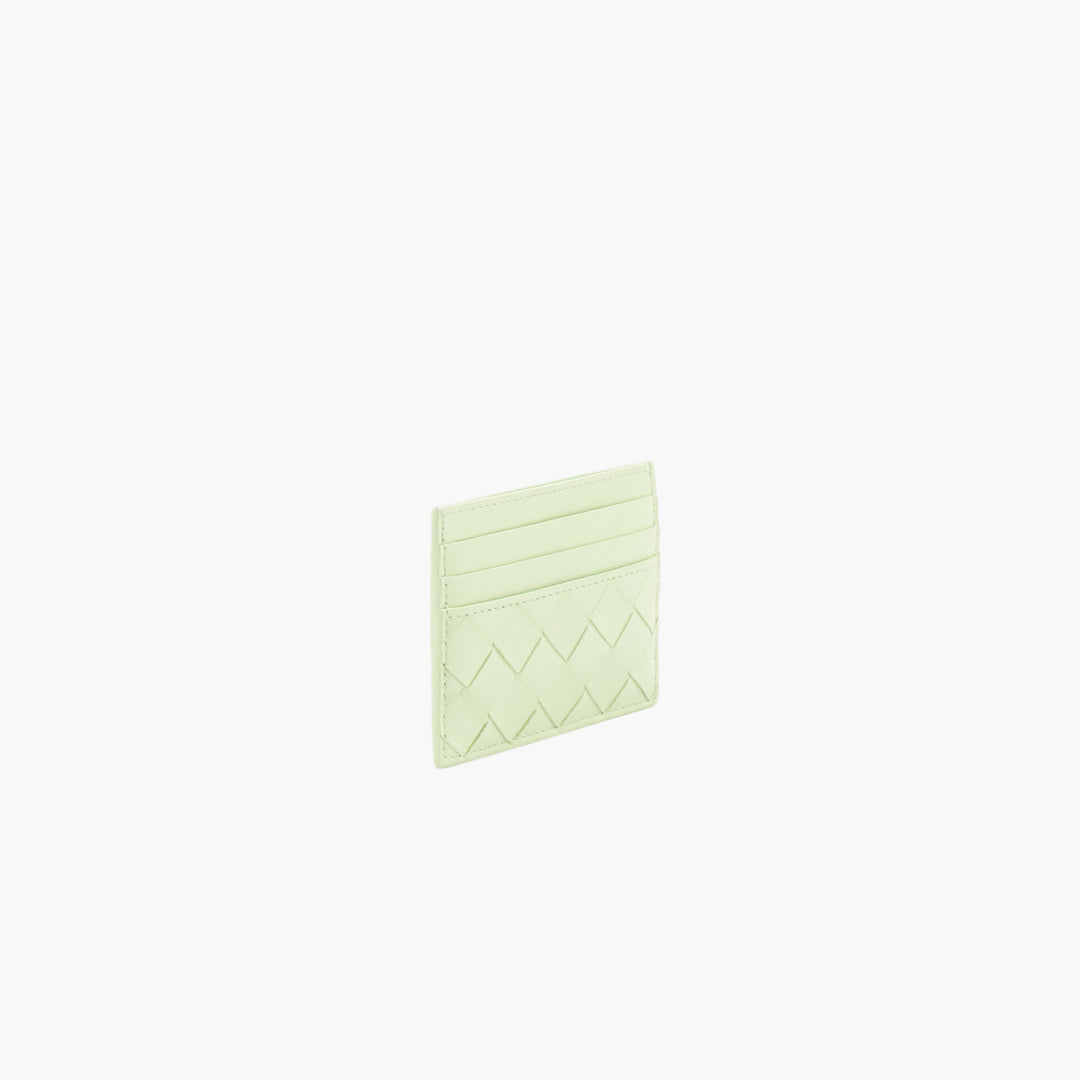 BOTTEGA VENETA Intrecciato Leather Card Holder - Green