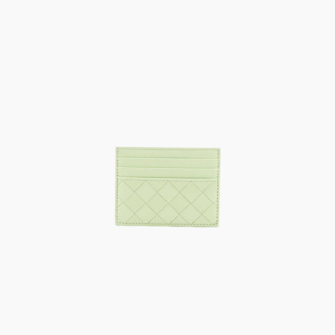 BOTTEGA VENETA Intrecciato Leather Card Holder - Verde