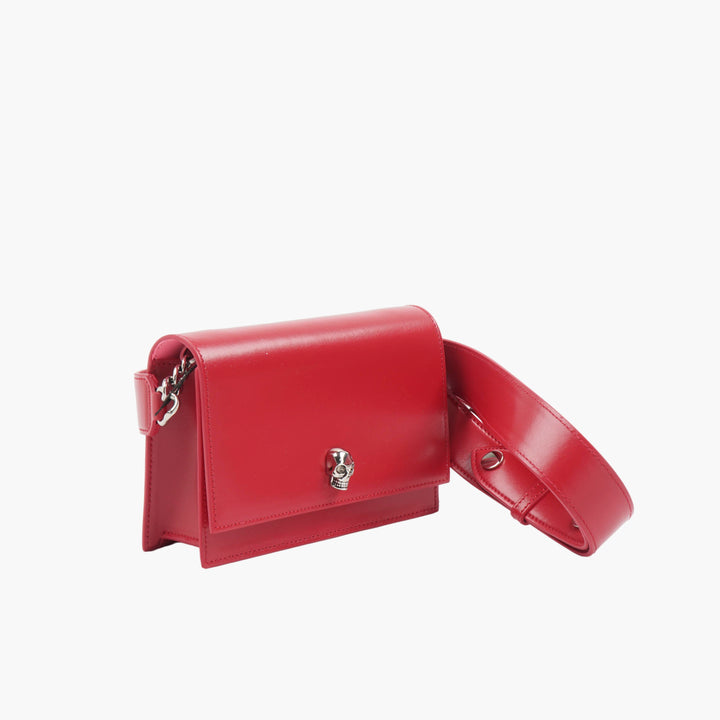 ALEXANDER MCQUEEN Borsa in pelle rossa con motivo teschio - Made in Italy