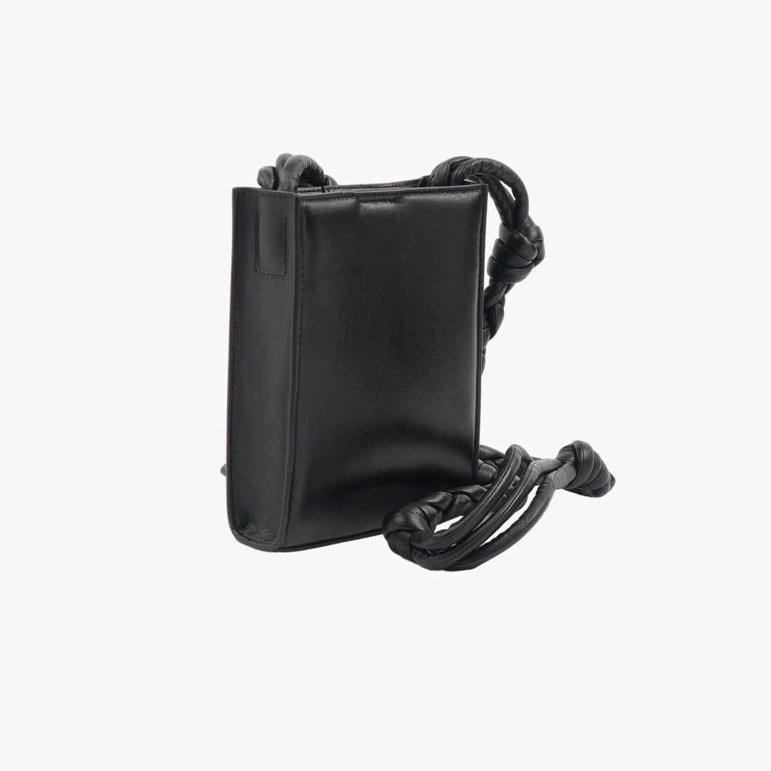 Jil Sander Black Leather Crossbody Bag with Braided Strap - Elegant & Functional Design