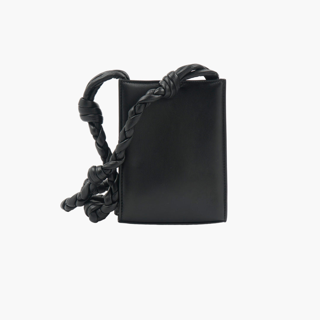 Jil Sander Black Leather Crossbody Bag with Braided Strap - Elegant & Functional Design