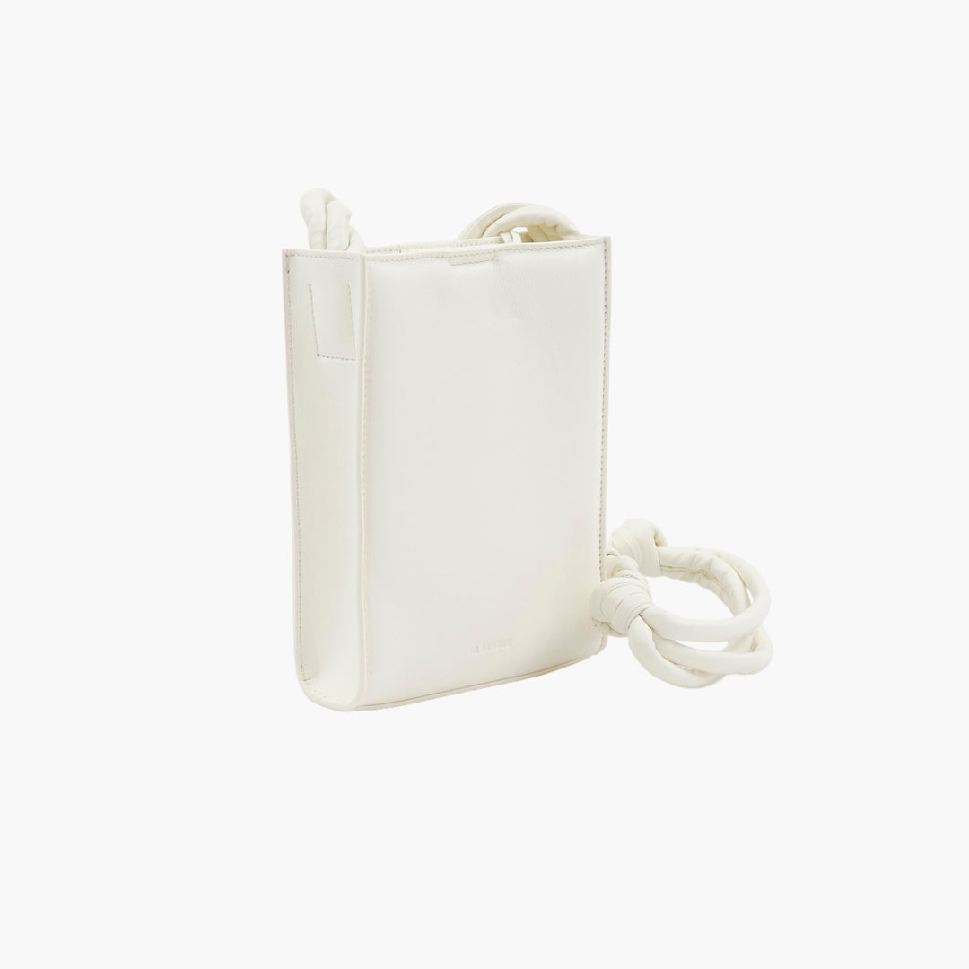 JIL SANDER Borsa bianca minimalista con tracolla intrecciata