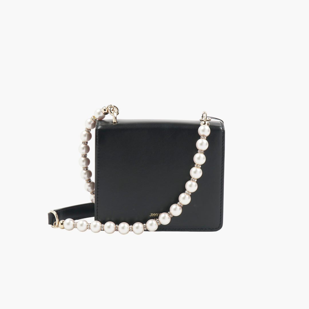 JIMMY CHOO Varenne Shoulder Bag with Pearl-Detail Chain Strap