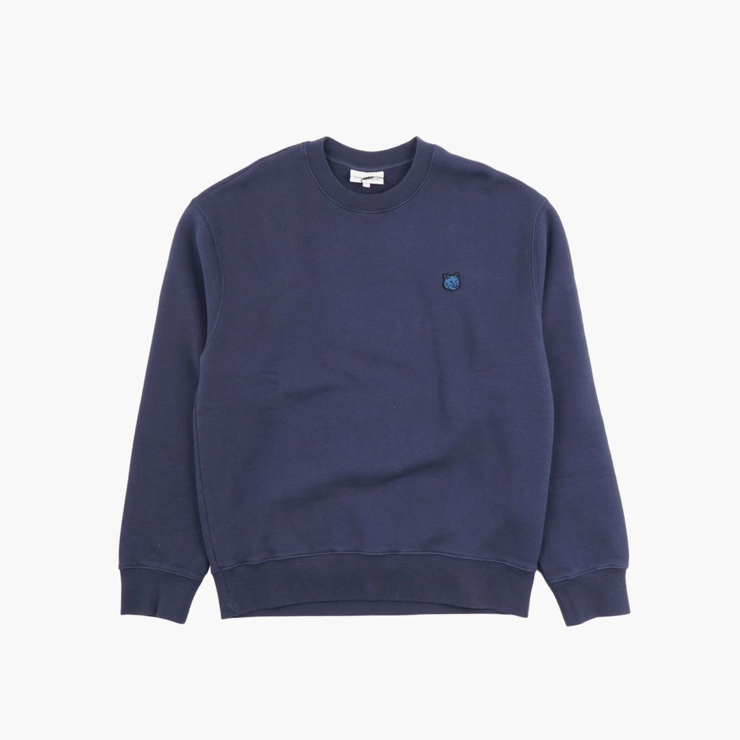 Felpa classica MAISON KITSUNE in blu navy intenso con iconico logo a forma di testa di volpe