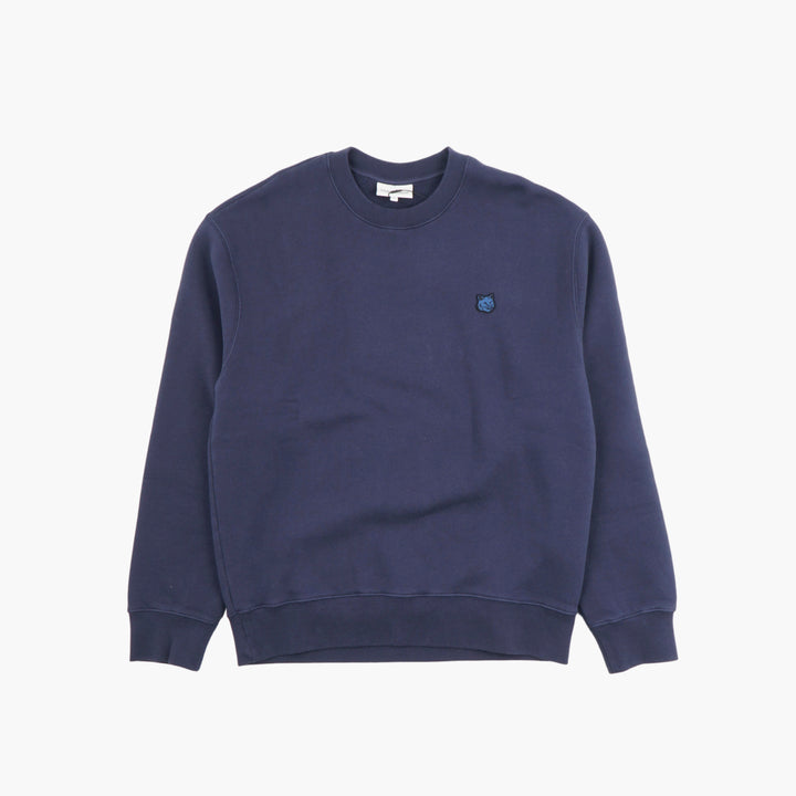 Felpa classica MAISON KITSUNE in blu navy intenso con iconico logo a forma di testa di volpe