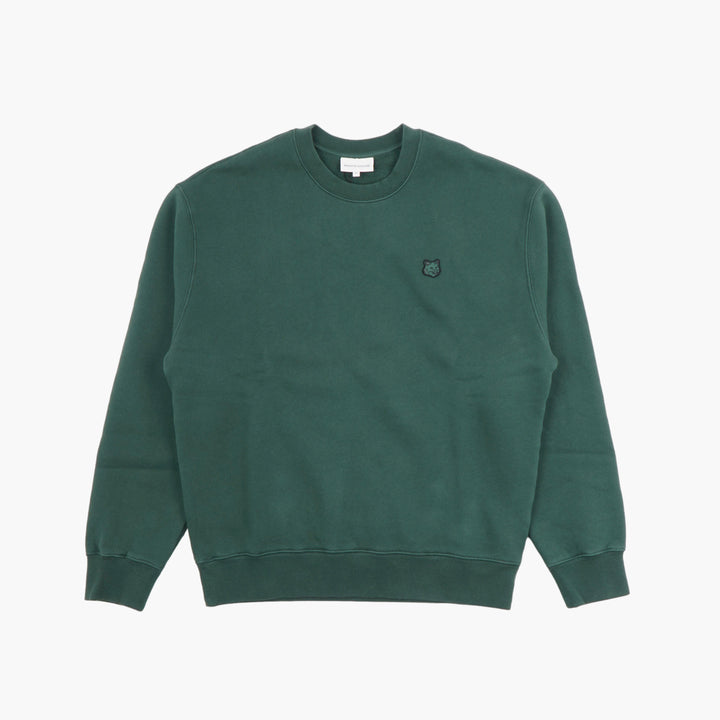 Felpa MAISON KITSUNE in verde bottiglia con l'iconico logo della volpe