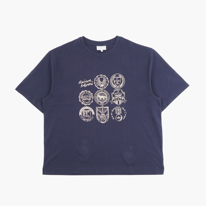 MAISON KITSUNE Navy Cotton T-Shirt with Emblem Graphics