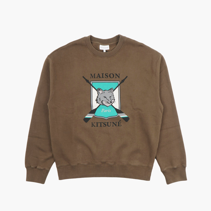 MAISON KITSUNÉ Fox Logo Sweatshirt in Kaki-Multi