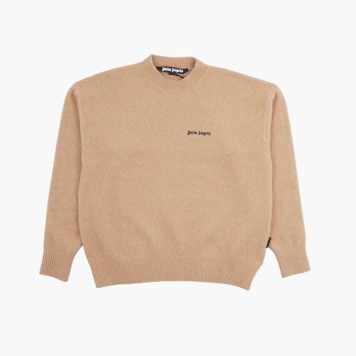 Palm Angels Camel-Black Sweater with Logo Detailing