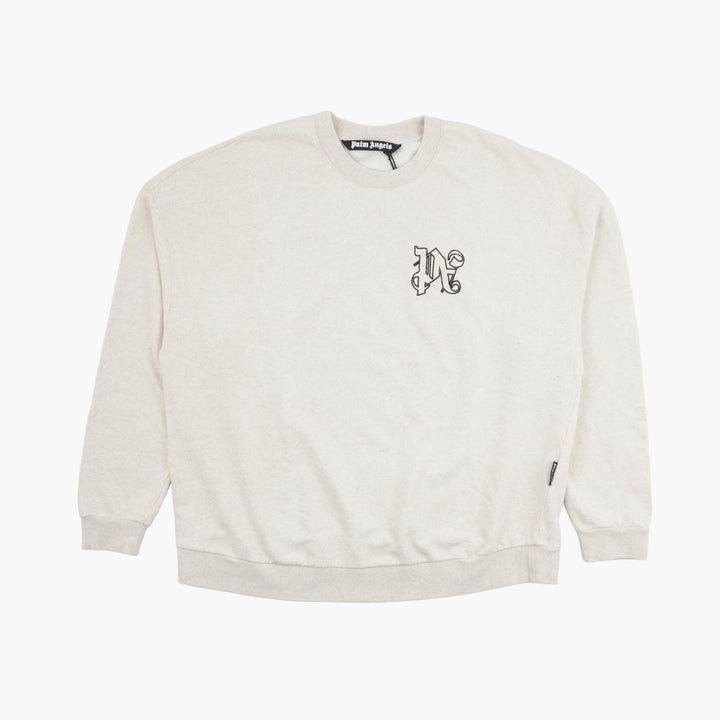 PALM ANGELS Beige-Black Sweatshirt with Iconic Logo