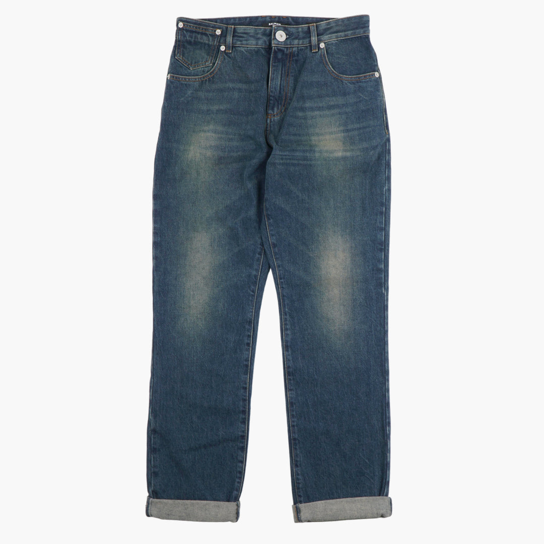 BALMAIN Denim Jeans - Classic Fit with Subtle Fading for a Modern Edge