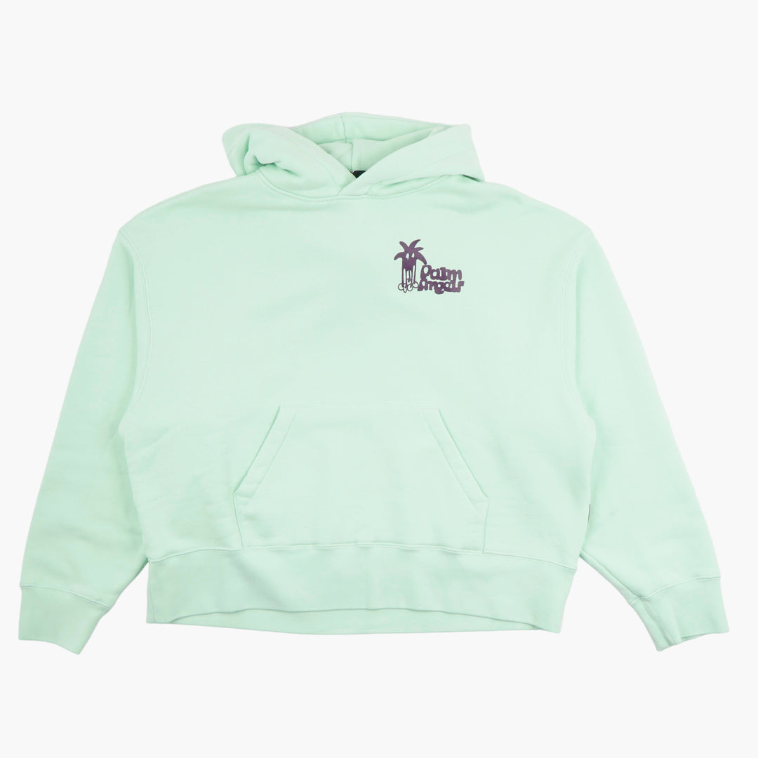 PALM ANGELS Mint Green Hoodie with Logo Detailing