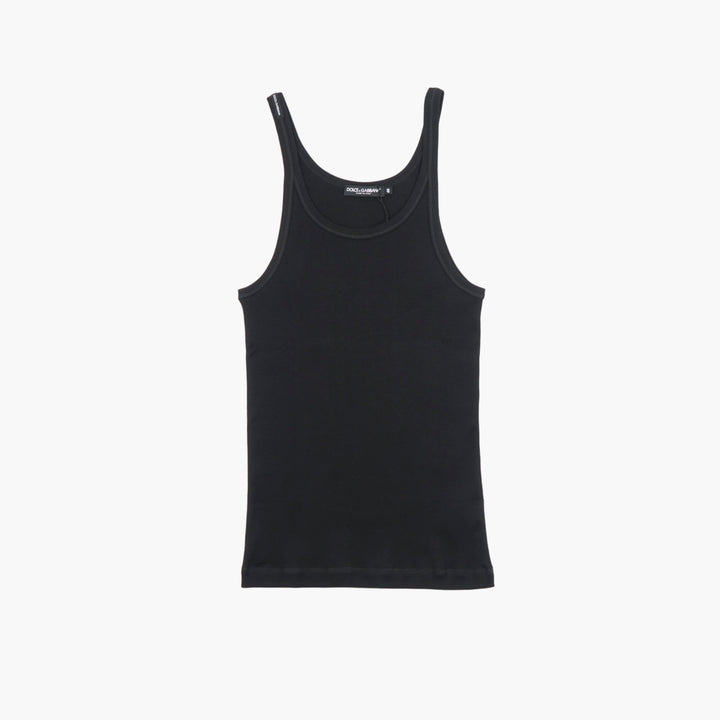 Dolce & Gabbana Nero Black Fitted Tank Top Made in Italy