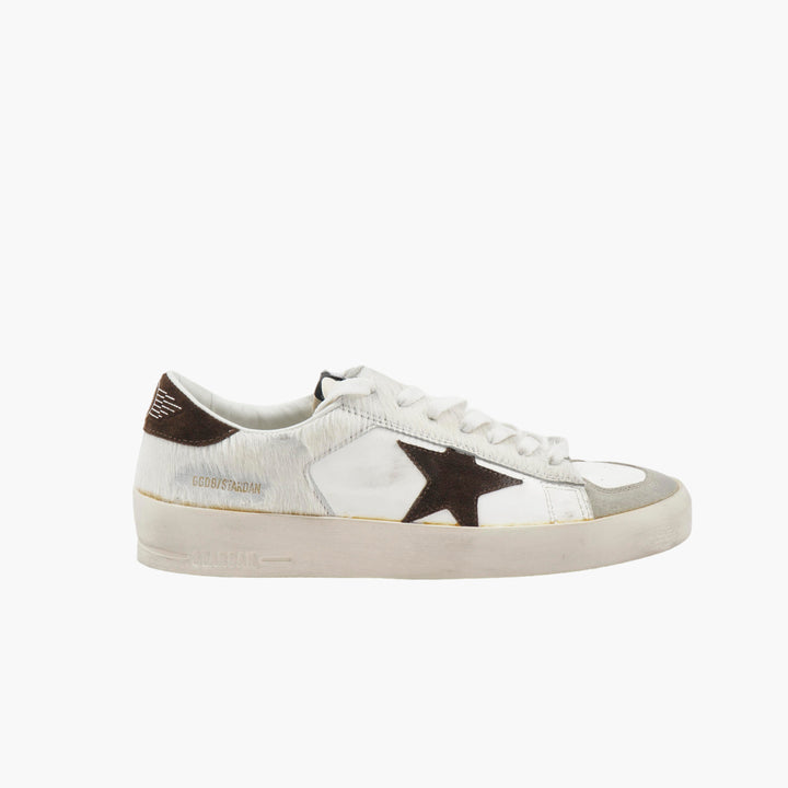 Golden Goose White-Multi Distressed Star Sneakers - Made in Italy