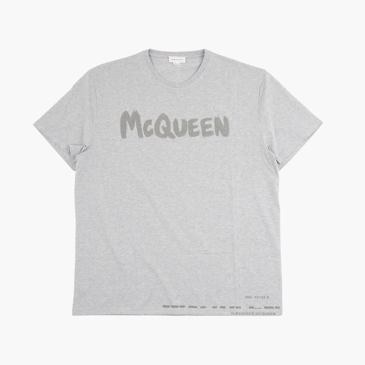 ALEXANDER MCQUEEN T-Shirt Grigia con Stampa Iconica "McQueen" - Made in Italy