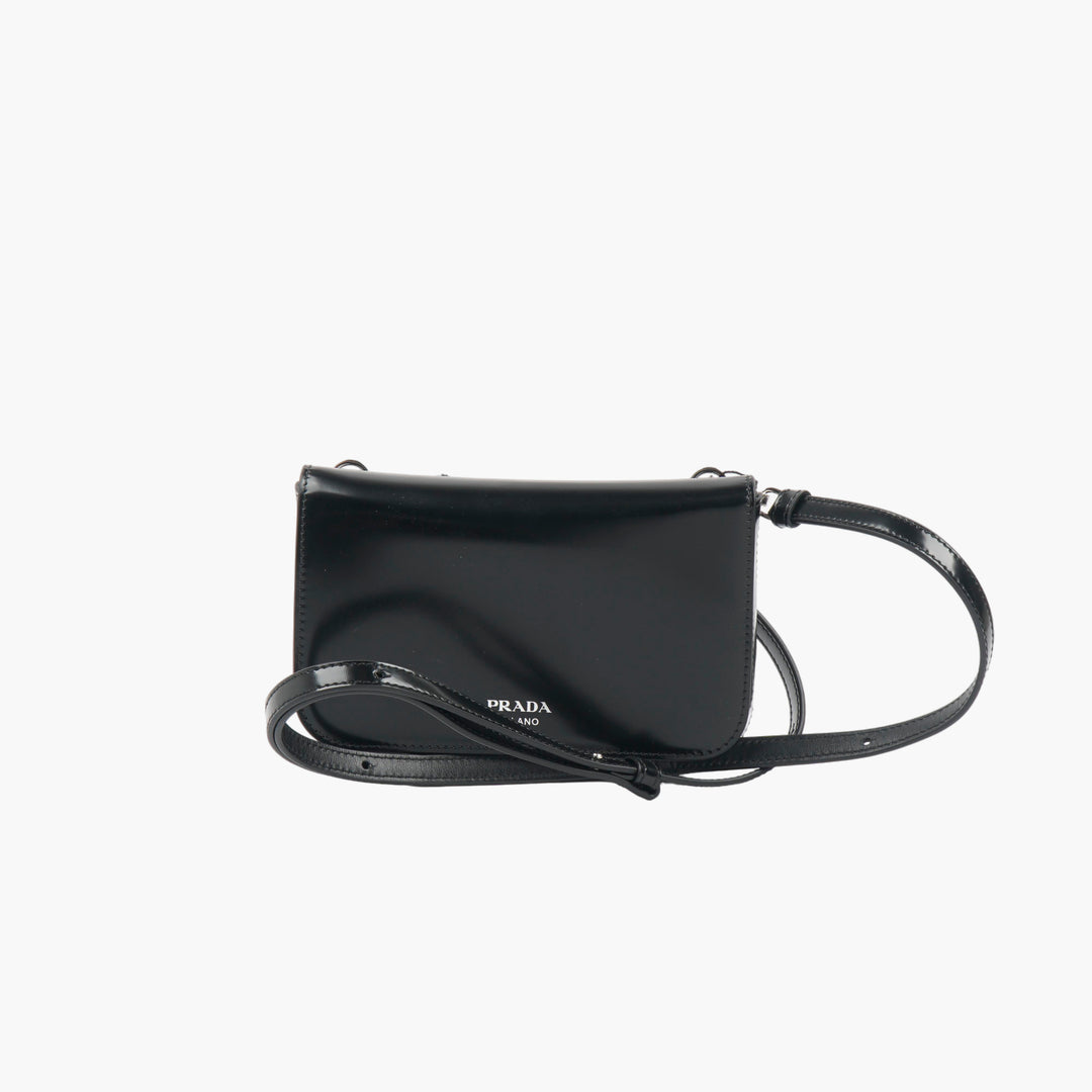 Prada Black Leather Crossbody Bag, Adjustable Strap