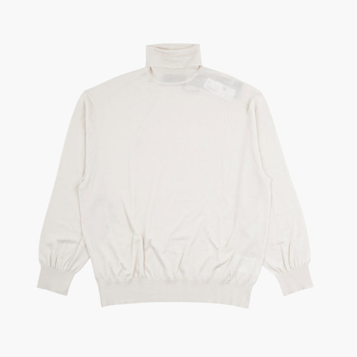 NEIL BARRETT Beige Turtleneck Sweater with Ribbed Details