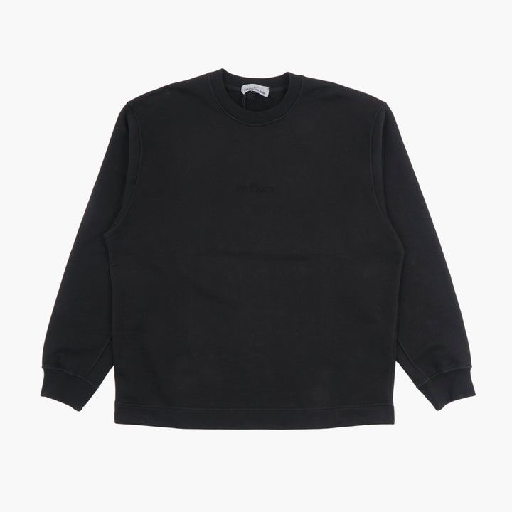 Stone Island Men's Black Minimalist Sweatshirt - High-Quality Fabric and Elegant Design